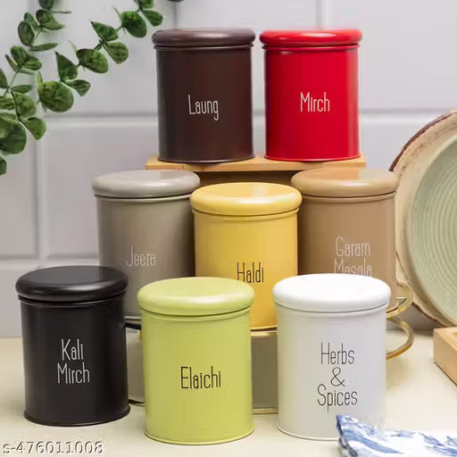 Set of 6 Airtight spice metal Jars