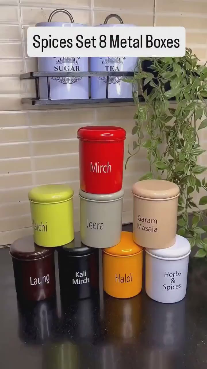 Set of 6 Airtight spice metal Jars